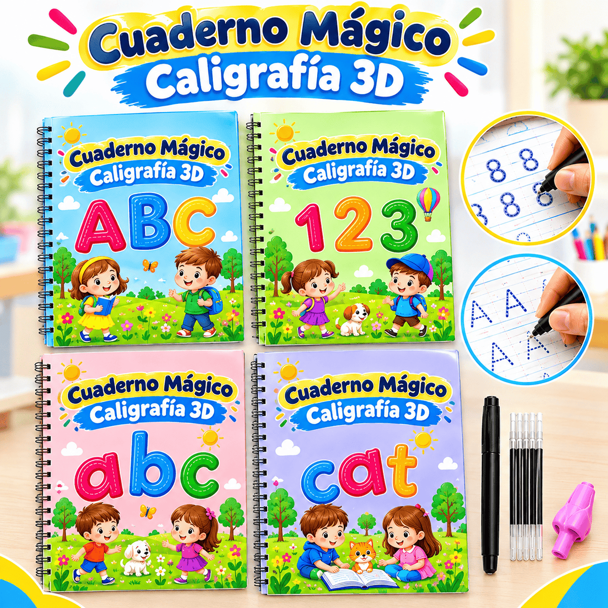 Set Cuaderno Mágico Caligrafia 3D