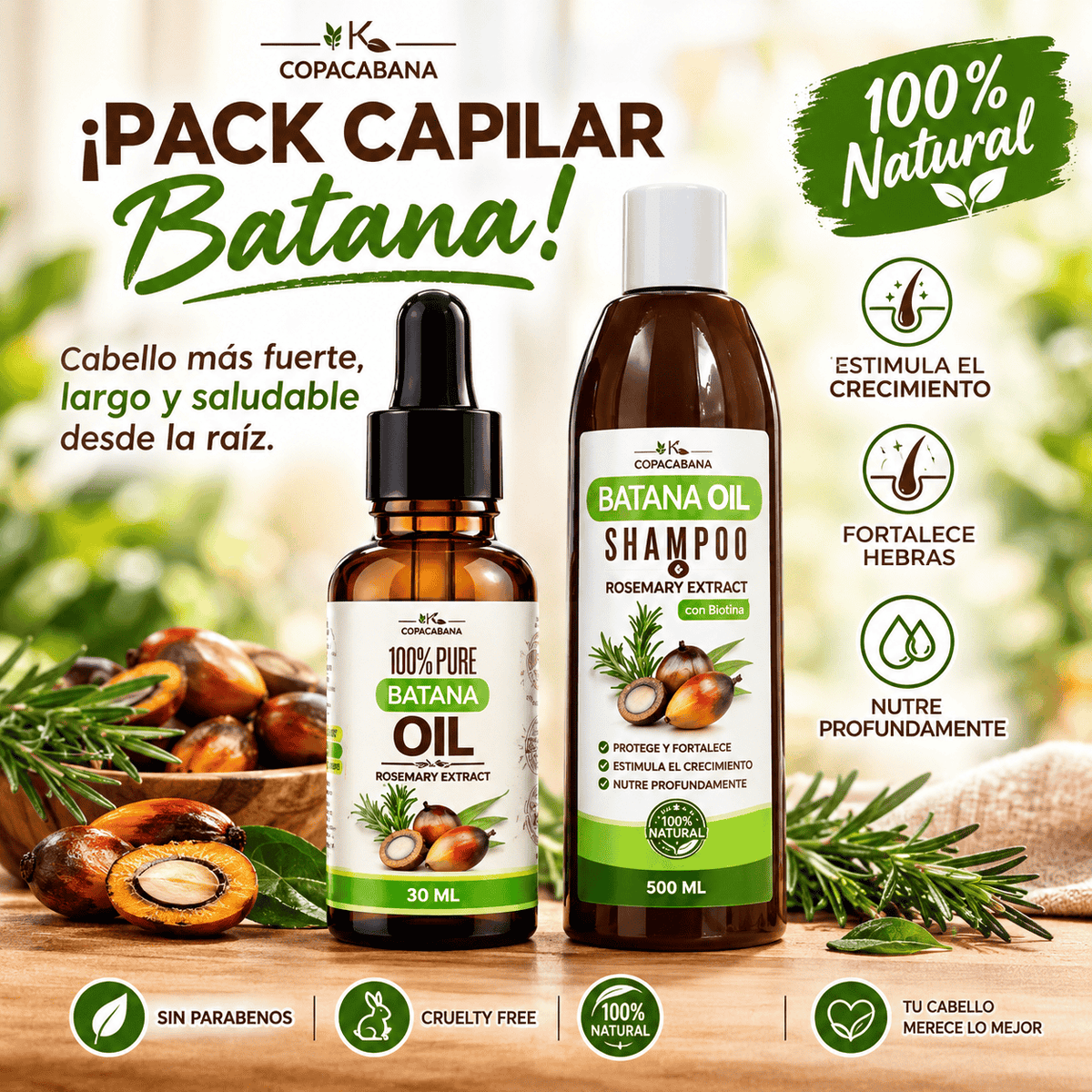 Pack Rescate Capilar: Champú + Aceite de Batana 100% Puro