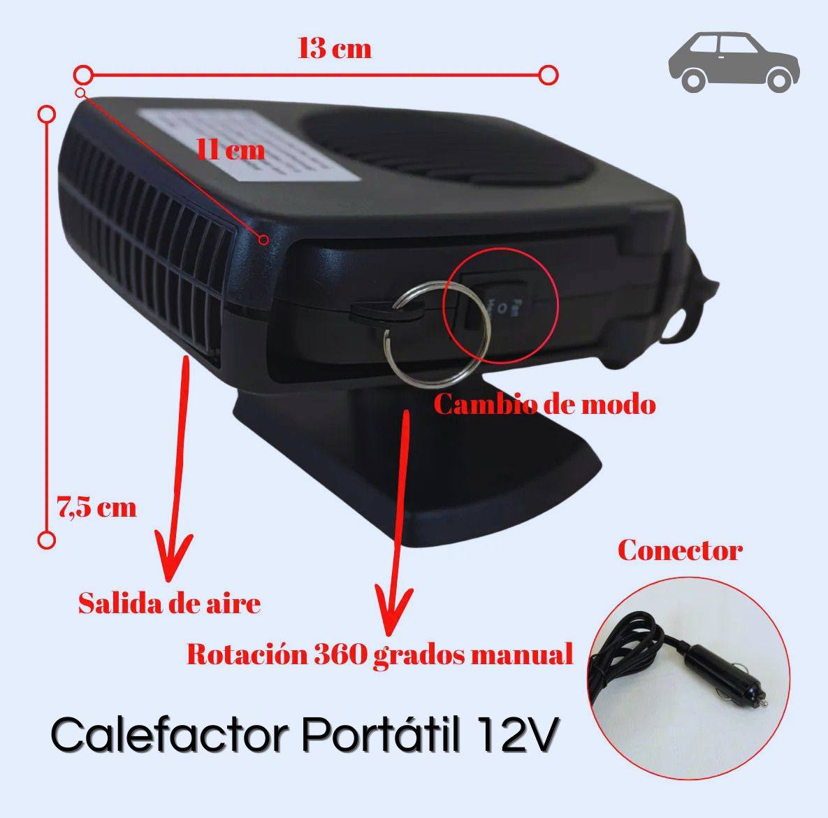 Calefactor Portátil para Automóvil