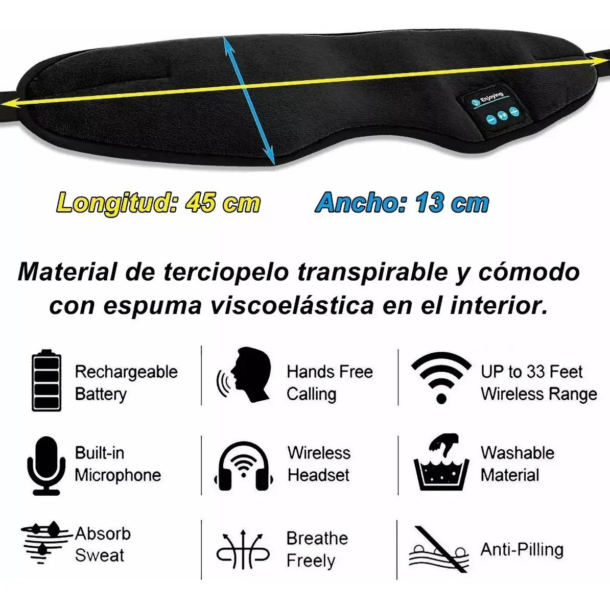 Antifaz Para Dormir Con Bluetooth