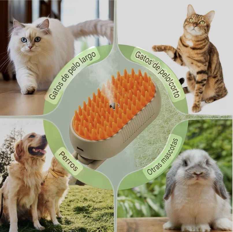 Cepillo de vapor 3 en 1 para gatos y perros.